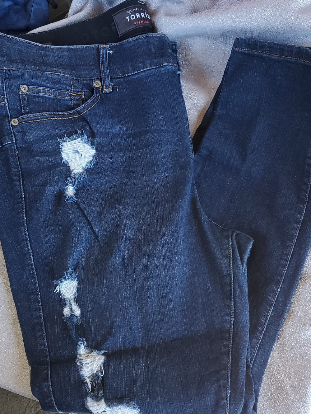 Torrid Dark Blue Distressed BOMBSHELL Skinny Jeans